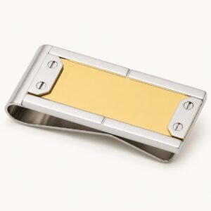 Gold-Panel Stainless Steel Money Clip — product view