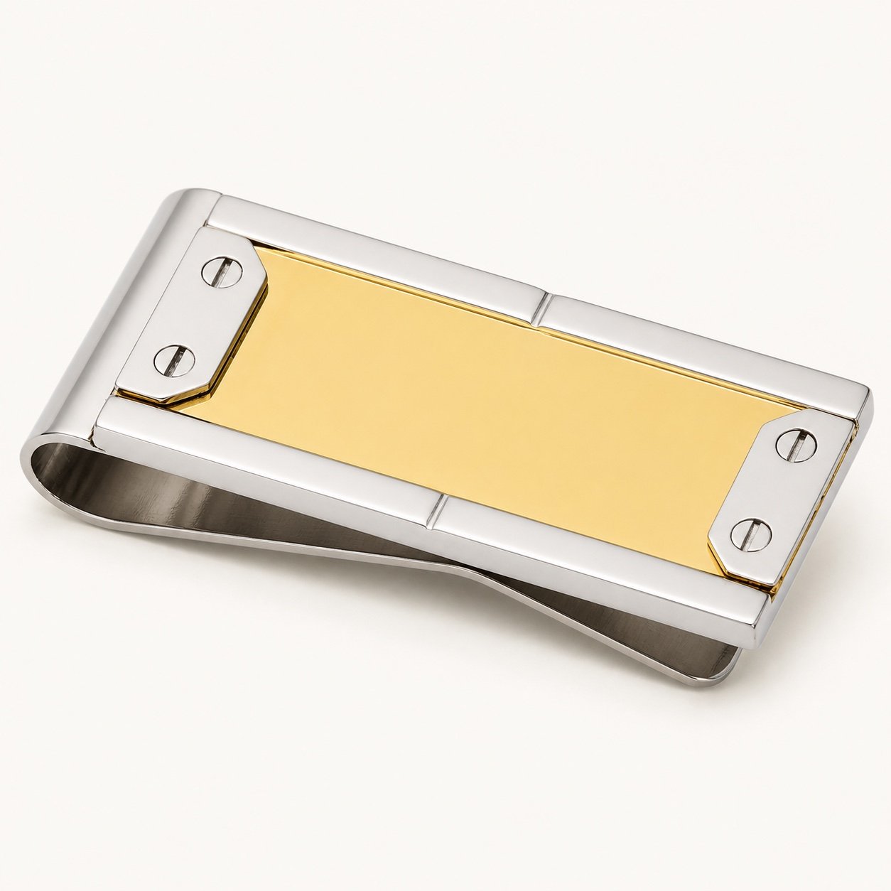 Gold-Panel Stainless Steel Money Clip — product view Gold-Panel Stainless Steel Money Clip — product view