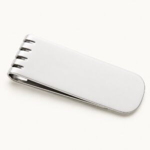 Polished Ribbed-Hinge Stainless Steel Money Clip — product view