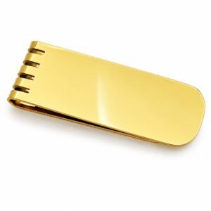 Gold-Tone Ribbed-Hinge Money Clip — product view