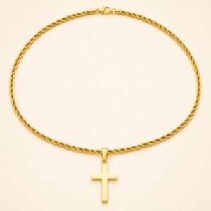 18K Gold-Plated Cross Pendant with 24" Rope Chain — product view