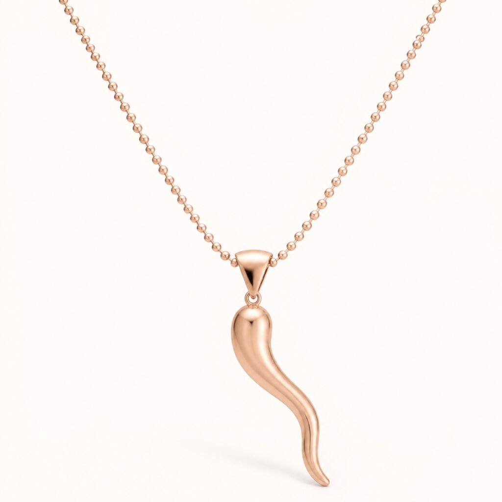 Rose Gold-Tone Stainless Steel Italian Horn Pendant