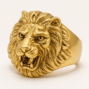 Gold-Tone Roaring Lion Statement Ring — product view