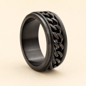Men's 10mm Black Stainless Steel Chain Ring — product view