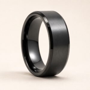 8mm Black Stainless Steel Band Ring — product view