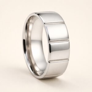 Three-Groove Stainless Steel Band Ring — product view