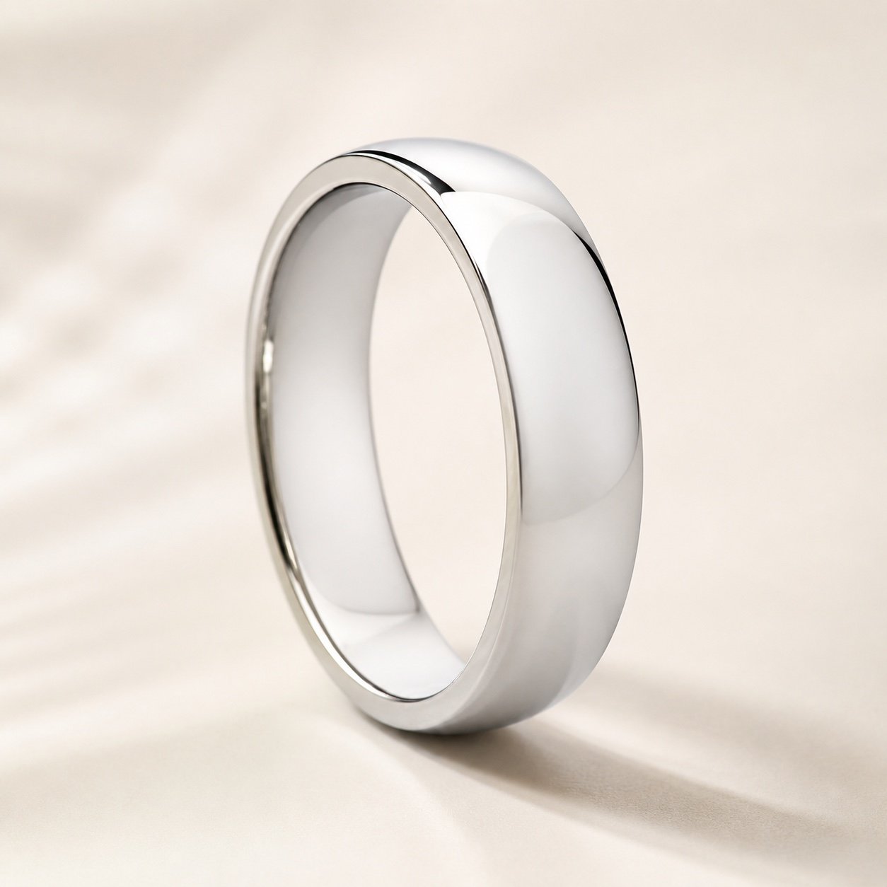 Polished Dome Stainless Steel Band Ring — product view Polished Dome Stainless Steel Band Ring — product view