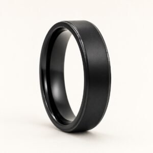 6mm Matte Black Stainless Steel Band Ring — product view