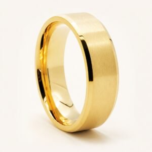 Gold-Tone Brushed-Center Stainless Steel Band — product view