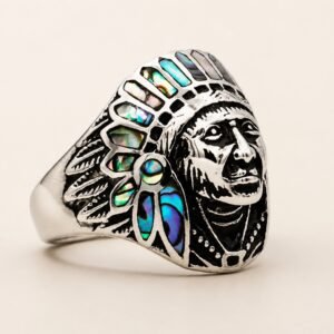 Abalone Inlay Feathered-Profile Statement Ring — product view