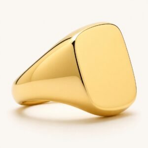 Classic Gold-Tone Stainless Steel Signet Ring — product view