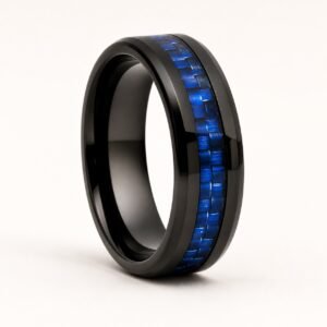 Black Stainless Steel Band with Blue Carbon Fiber — product view