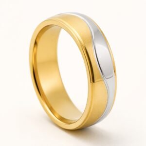 Gold & Silver Two-Tone Wavy Band Ring — product view