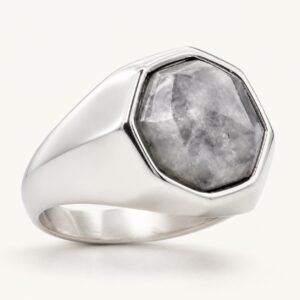 Genuine Moonstone Hexagonal Signet Ring — product view