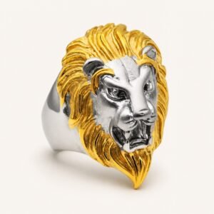 Two-Tone Lion Head Ring — product view