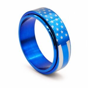 Blue American Flag Spinner Ring — product view