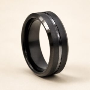 Men's Black Plated Tungsten Band Ring — product view