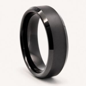 Matte Black Tungsten Band Ring — product view