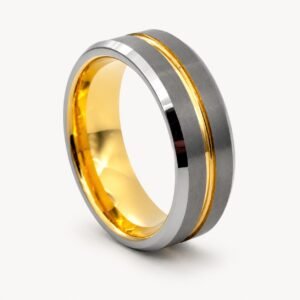 Two-Tone Gold Tungsten Band Ring — product view