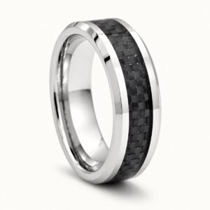 Tungsten Band Ring with Carbon-Fiber Inlay — product view