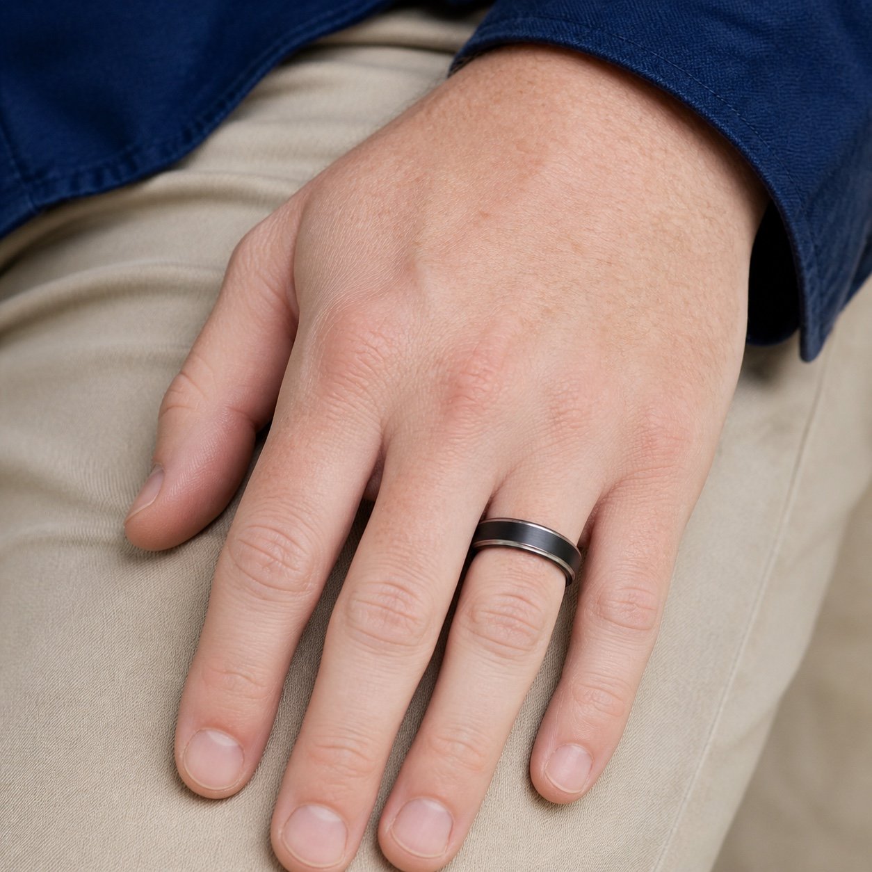 Brushed Black Tungsten Band — detail view Brushed Black Tungsten Band — detail view