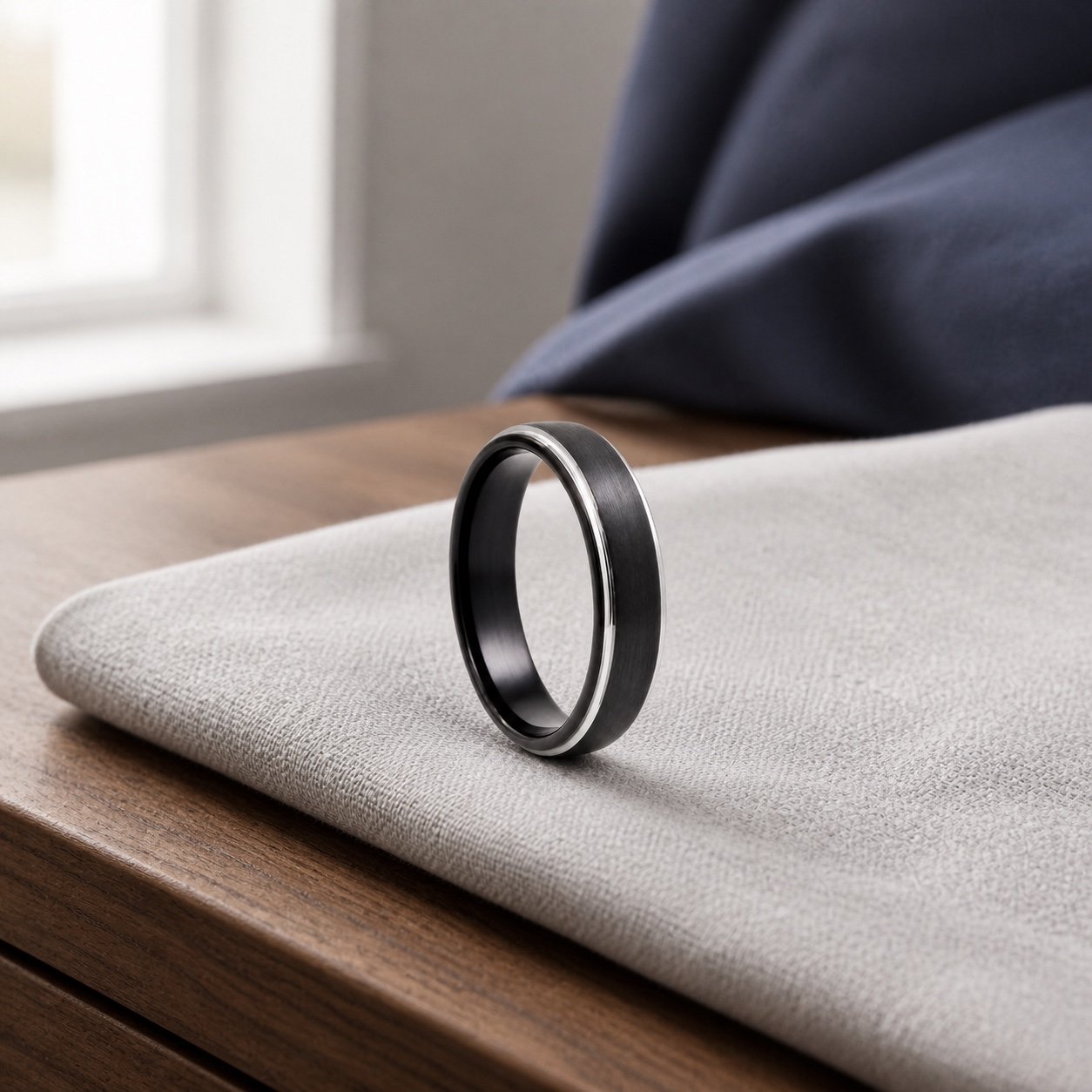 Brushed Black Tungsten Band — lifestyle view Brushed Black Tungsten Band — lifestyle view