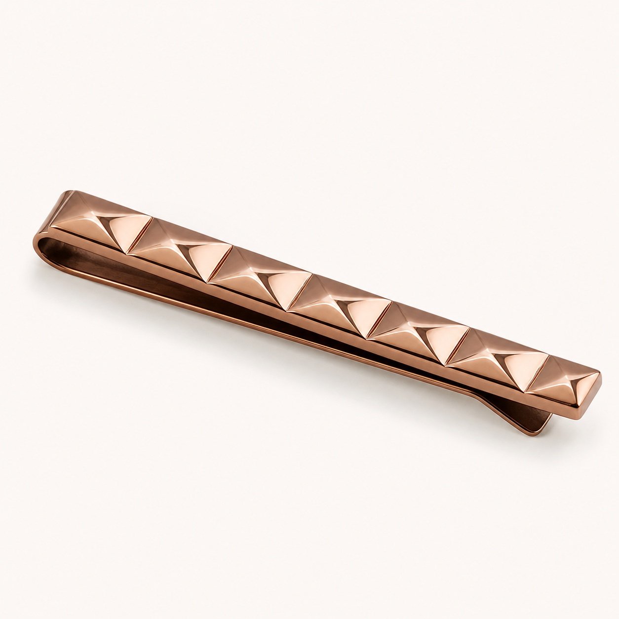 Chocolate Stainless Steel Pyramid Tie Clip — product view Chocolate Stainless Steel Pyramid Tie Clip — product view