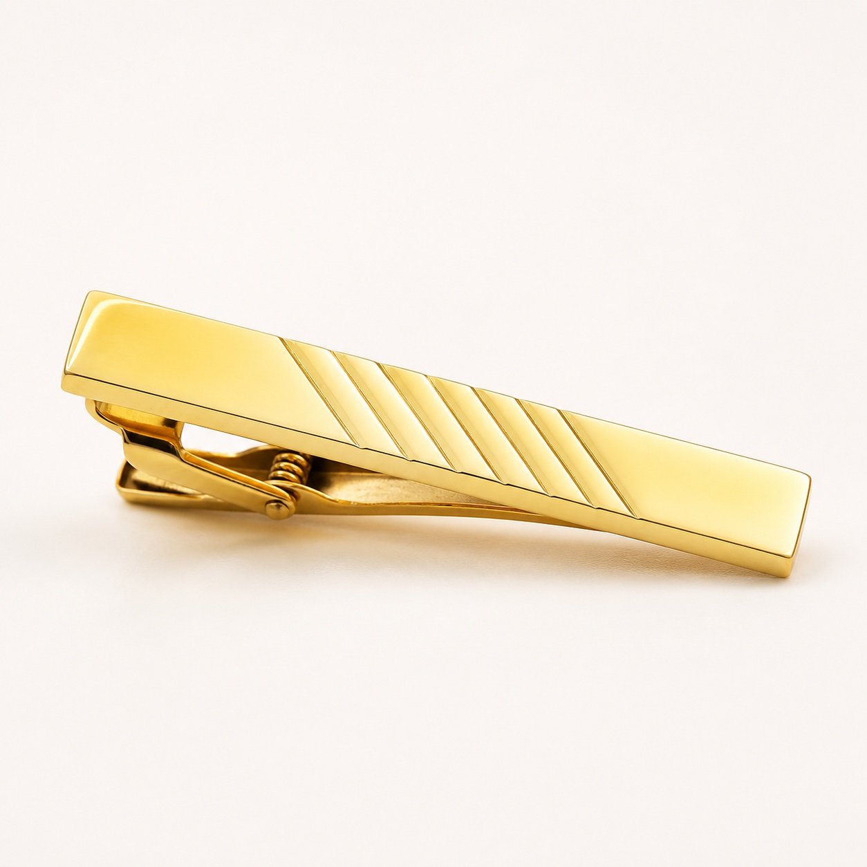 gold tone stainless steel tension tie clip — product view Gold-Tone Stainless Steel Tension Tie Clip — product view