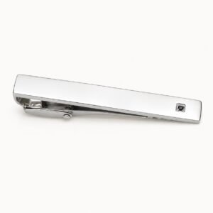 Polished Tie Clip with Black Cubic Zirconia — product view