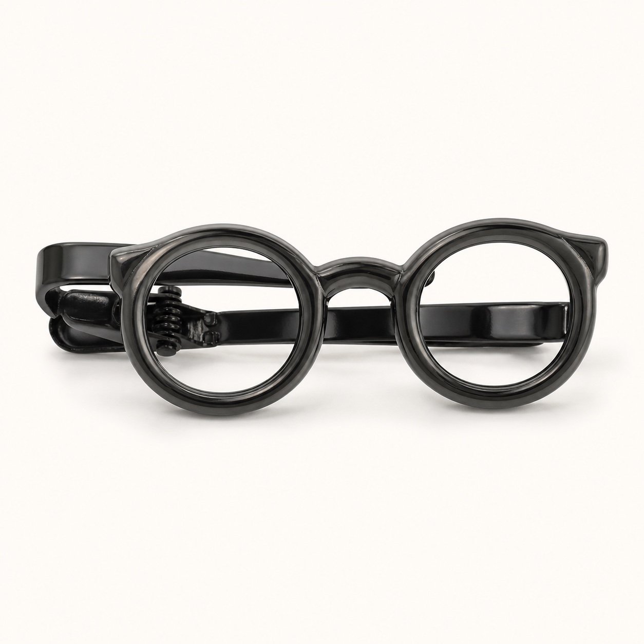 Black Eyeglasses Motif Tie Clip — product view Black Eyeglasses Motif Tie Clip — product view