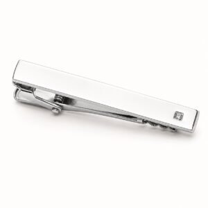 Polished Tie Clip with Clear Cubic Zirconia — product view