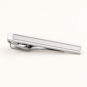 Polished Outlined-Panel Stainless Steel Tie Clip — product view
