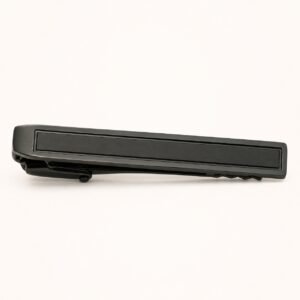 Black Outlined-Panel Stainless Steel Tie Clip — product view