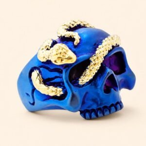 Blue & Gold Skull Ring