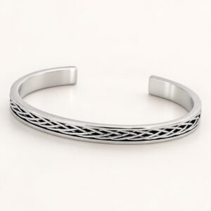 Celtic-Weave Stainless Steel Cuff Bracelet — packshot