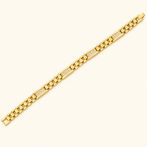 Gold-Tone Cubic Zirconia Watch-Link Bracelet — packshot