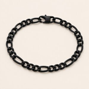 Matte Black Stainless Steel Figaro-Link Bracelet — packshot