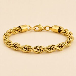Gold-Tone Stainless Steel Rope-Link Bracelet — packshot