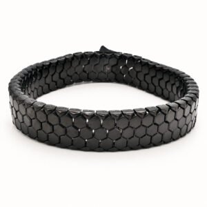 Black Honeycomb-Texture Steel Bracelet — packshot