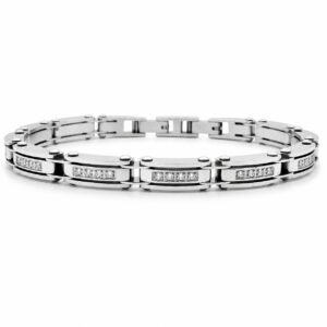 Slim CZ Panel Steel Bracelet — packshot