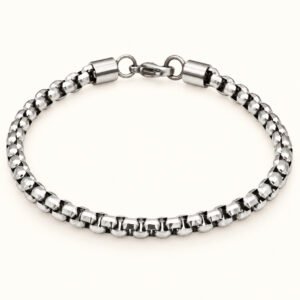 Diamond-Cut Steel Box Rolo Bracelet — packshot