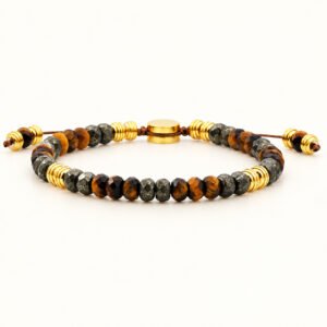 Pyrite & Tiger Eye Gold Beaded Bracelet — packshot