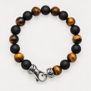 10mm Tiger Eye & Onyx Beaded Bracelet — product view
