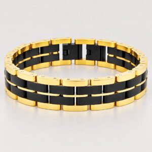 Gold-Tone & Black Twin-Row Link Bracelet — product view