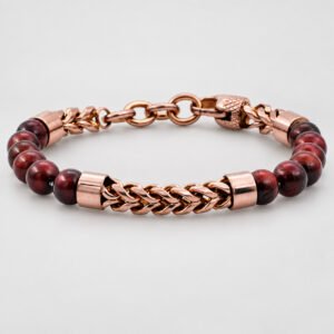 Red Tiger Eye & Chocolate-Tone Franco Bracelet — product view