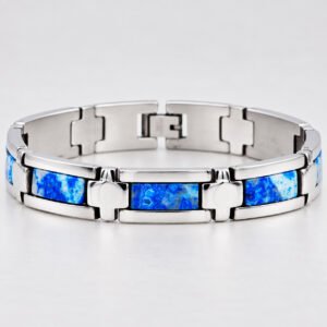 Blue Lace Agate Inlay Link Bracelet — product view