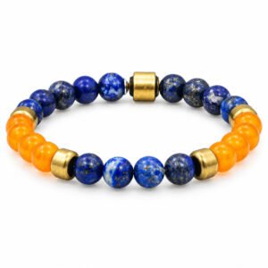 Lapis Lazuli & Orange Carnelian Gold-Tone Beaded Bracelet — product view