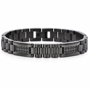 Black Cubic Zirconia Watch-Link Bracelet — product view