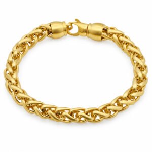 Gold-Plated Stainless Steel Wheat-Link Bracelet — product view