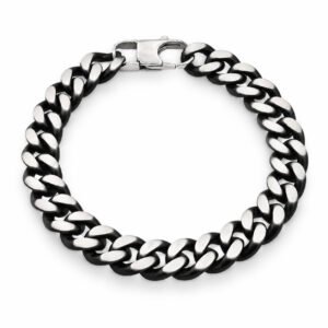 10mm Black & Silver-Tone Curb-Link Bracelet — product view